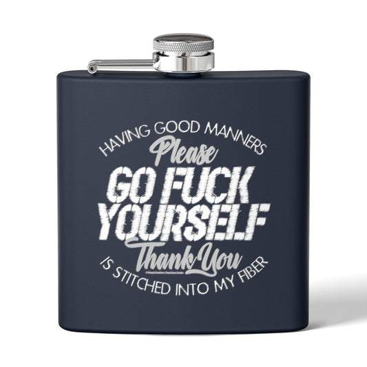 DK90: Please & Thank You (Go Fuck Yourself) - 6oz Stainless Steel Hip Flask
