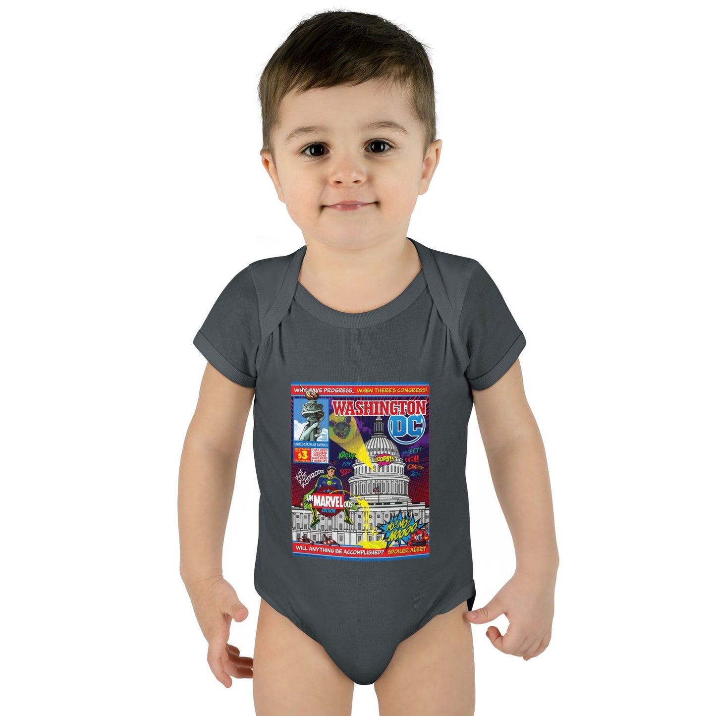 DK149: UnMARVELousington D.C. - Infant Sized Onsie