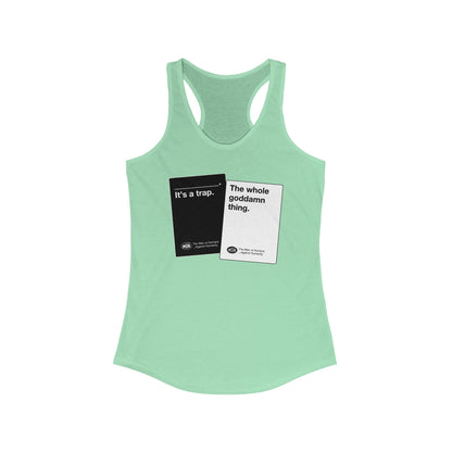 DK180: Humans Against Humanity (It's A Trap Edition) - Ladies Racerback Tank
