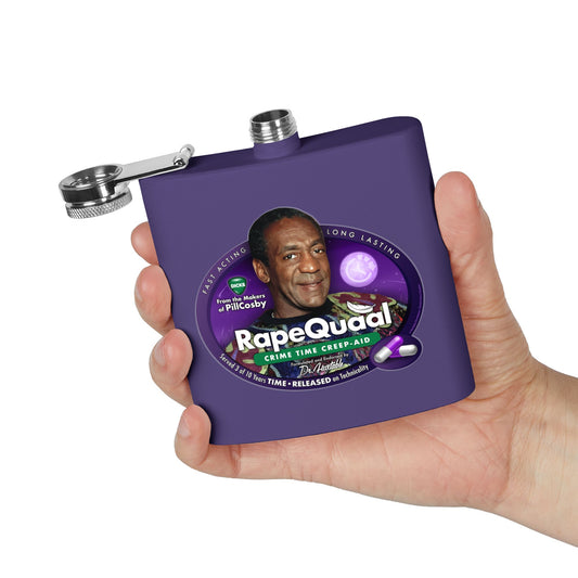 DK102: RapeQuaal by Pill Cosby - 6oz Stainless Steel Hip Flask