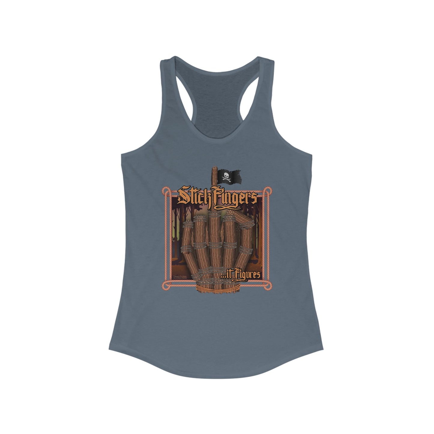 DK218: It Stick Figures - Ladies Raceback Tank