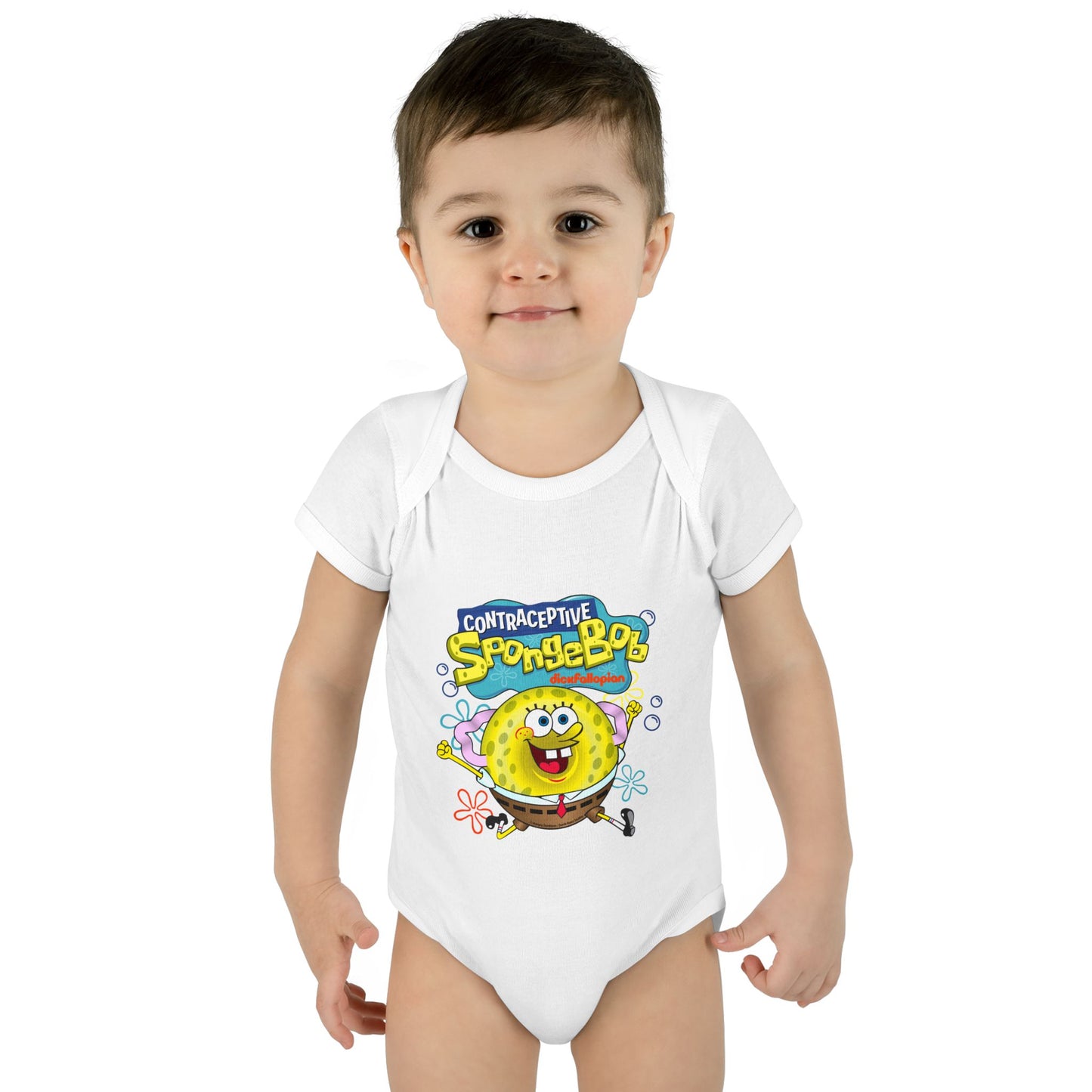 DK196: Contraceptive SpongeBob - Infant Sized Onsie