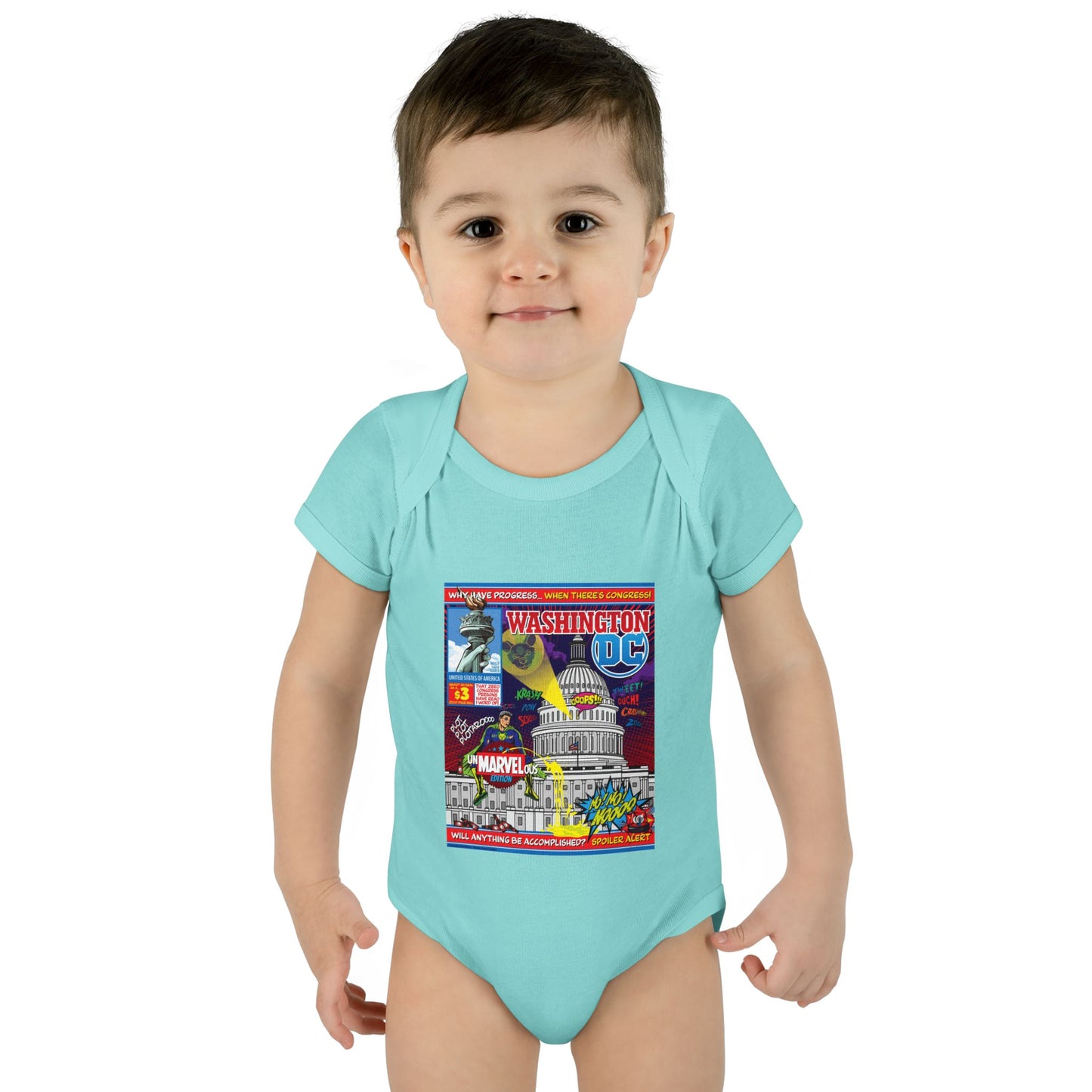 DK149: UnMARVELousington D.C. - Infant Sized Onsie