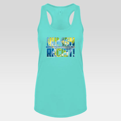 DK99: The Human Racist (Earthly Edition) - Ladies Racerback Tank