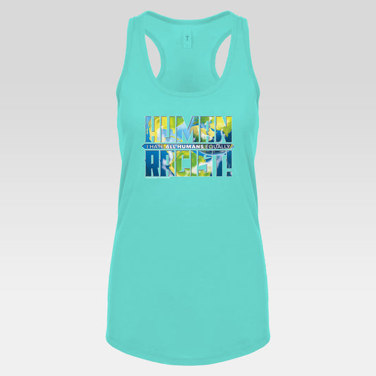 DK99: The Human Racist (Earthly Edition) - Ladies Racerback Tank