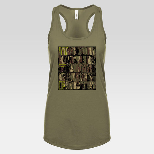DK159: WTF! FTW! Facts! (Camo Edition) - Ladies Racerback Tank