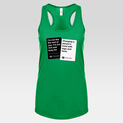 DK180: Humans Against Humanity (Logic & Facts Edition) - Ladies Racerback Tank