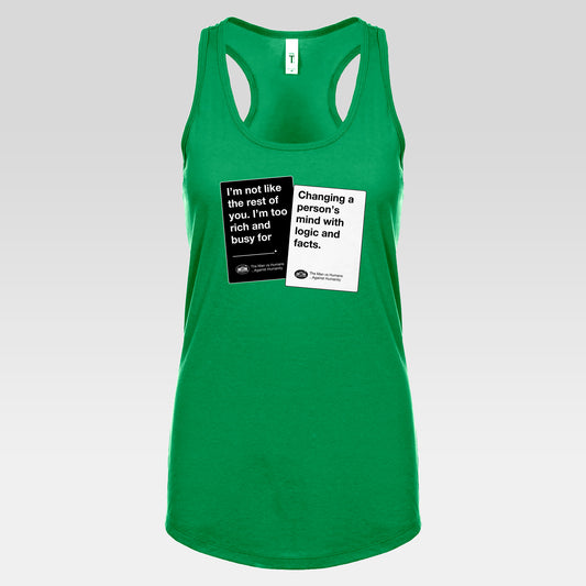 DK180: Humans Against Humanity (Logic & Facts Edition) - Ladies Racerback Tank