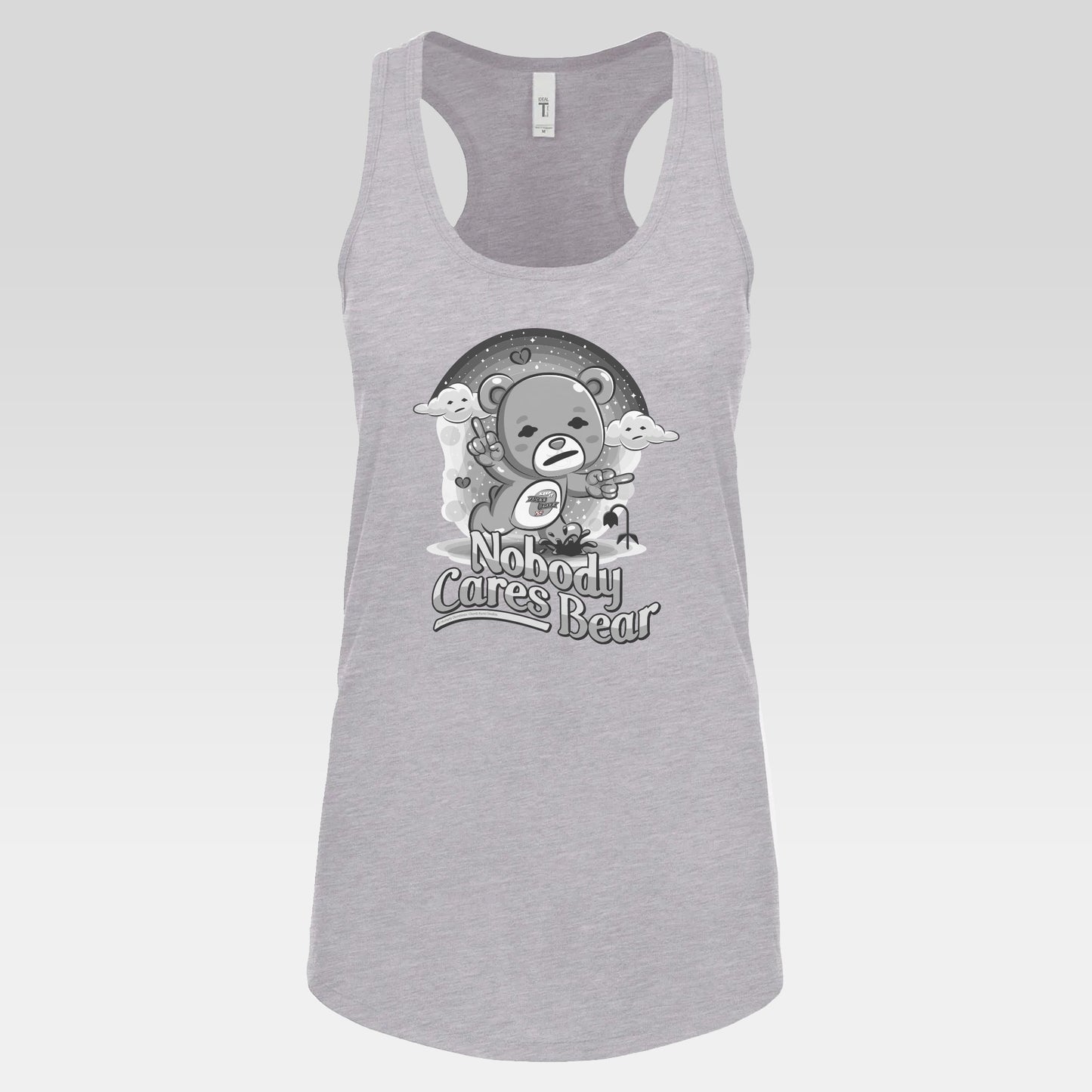 DK227: Nobody Cares Bear - Ladies Racerback Tank