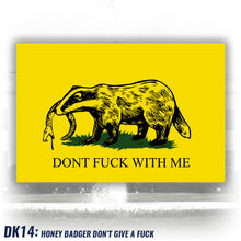 Load image into Gallery viewer, DK14: Honey Badger Don&#39;t Give A Fuck - Indoor Wall Tapestry
